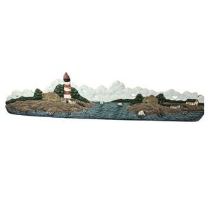 Coastal Lighthouse Village Scene Nautical Shelf Sitter or‎ Wall Decor Nautical